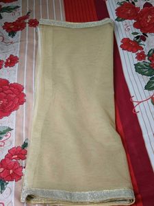 Elegant Gold Net Dupatta with Silver Border