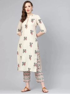Off White Printed Kurta Set
