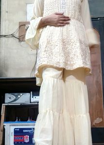 Partywear Sharara Suit Three Piece.