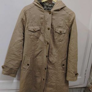 Long. Hooded Beige Coat