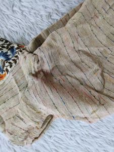 Coral And Beige Embroidered Saree (Women's)