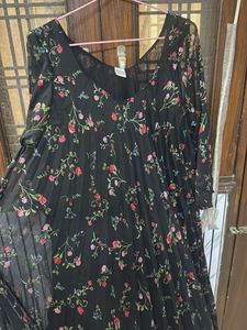 Black Floral Sheer Maxi Dress