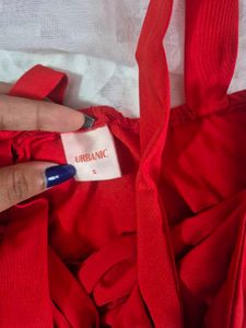 Red Twist Front Ruched Tank Top
