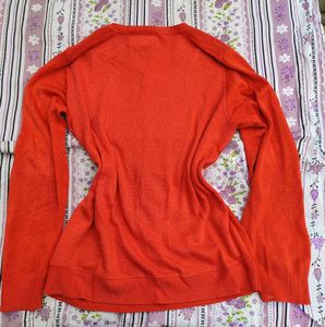 Bright Orange Crew Neck Sweater