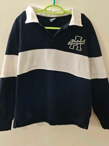 Black &amp; White Striped Polo Top