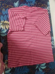 Pink Striped Mock Neck Top