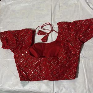 Red Embellished Saree Blouse