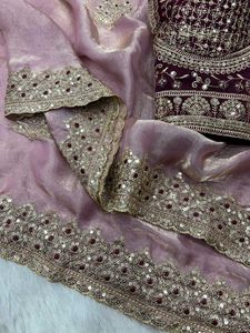 Elegant Lavender Embroidered Saree