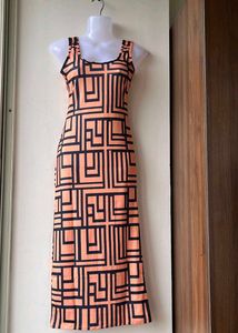 Geometric Print Bodycon Midi Dress(large)