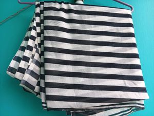 Chic Black &amp; White Striped Saree