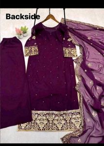 Elegant Embroidered Purple Kurta Set