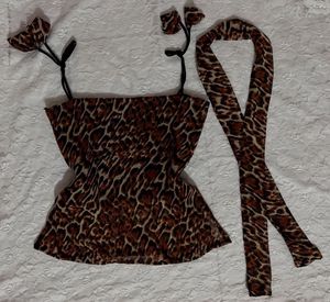 y2k Leopard Print corset back cami Top