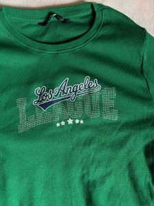Green "Los Angeles League" Crop Top