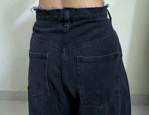 Black Denim Cargo Pants