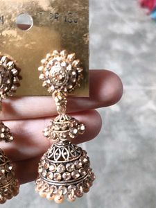 Elegant Jhumka Earrings with Pearls