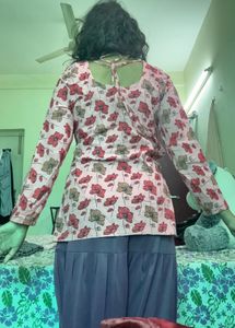 Pink Floral Print short kurti