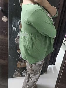 Boho Embroidered Green Tunic Top