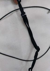Black Lace Trim Bra with Cross Necklace Detail