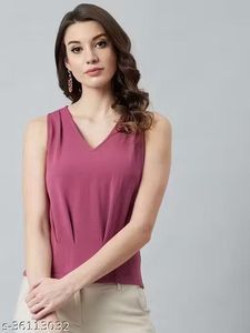 Chic V neck Purple Sleeveless Top