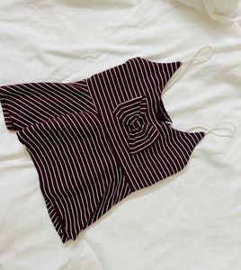 Striped Crop Top with Bow Detail