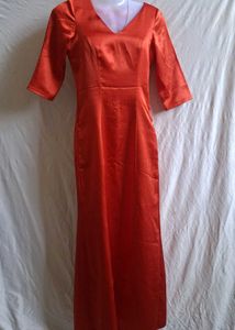 Elegant Red Satin Maxi Dress