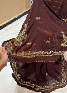 handwork coffe brown  Saree