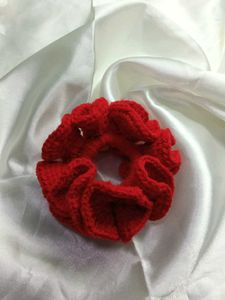 Handmade Red Crochet Scrunchie