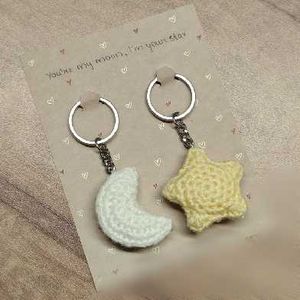 Crochet Moon &amp; Star Keychain