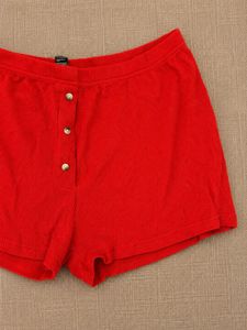 Cozy Red Button-Up Lounge Shorts