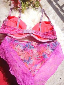 Pink Lace Bra &amp; Panty Set