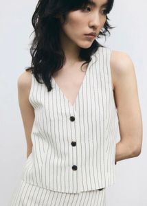 Pinstripe Button-Up Vest