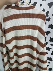 Striped Button-Up Knit Cardigan