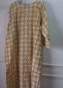 Mustard color Block Printed all over kantha work