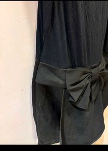 Chic Black Mini Dress with Bow Detail
