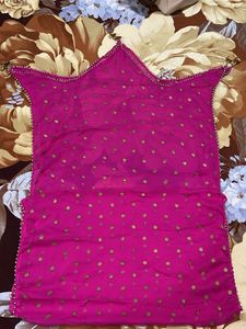 Vibrant Pink Dupatta with Gold Dots