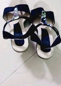 Stylish Navy Floral Wedge heel Sandals