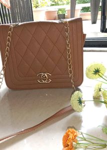 Tan Quilted Crossbody Bag