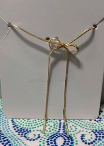 Gold Bow Necklace , chain
