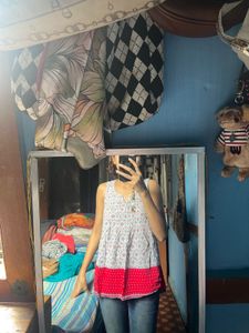 Red & White Casual Tank Top