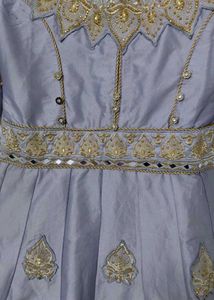 silvery-lavender art silk gown