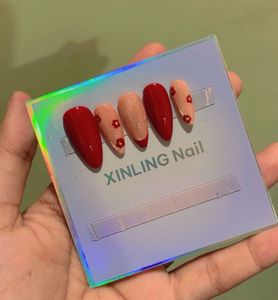 Chic Red &amp; Glittery Heart Press-On Nails 10 tips