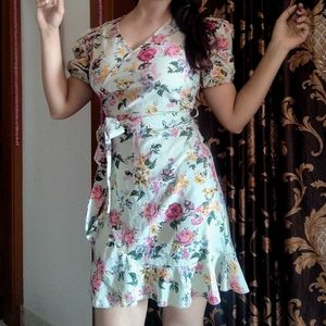 Floral Wrap Mini Dress