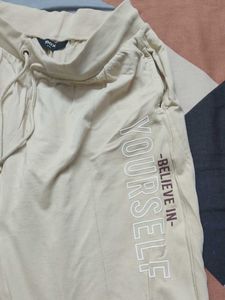 Cream Jogger Pants with "Believe In Yourself" Prin