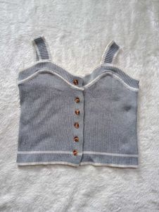 Button-Front Knit Tank Top