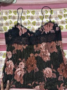 Floral Lace Trim Cami Top