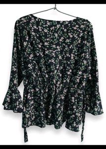 Chic Floral Print Peplum Top