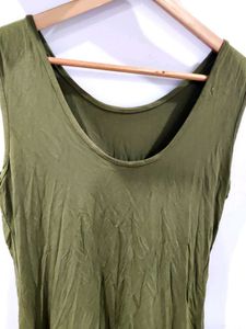 Olive Green Sleeveless Mini Dress