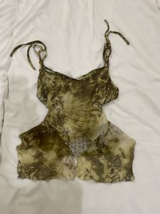 Unique Green Tie-Dye y2k top