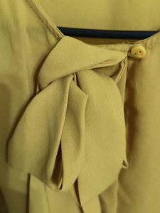 Zara Mustard Yellow Blouse with Tie Neck
