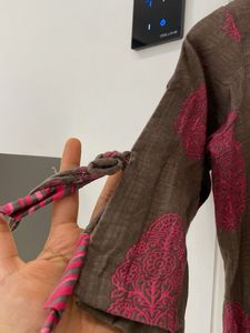 pink grey kurti